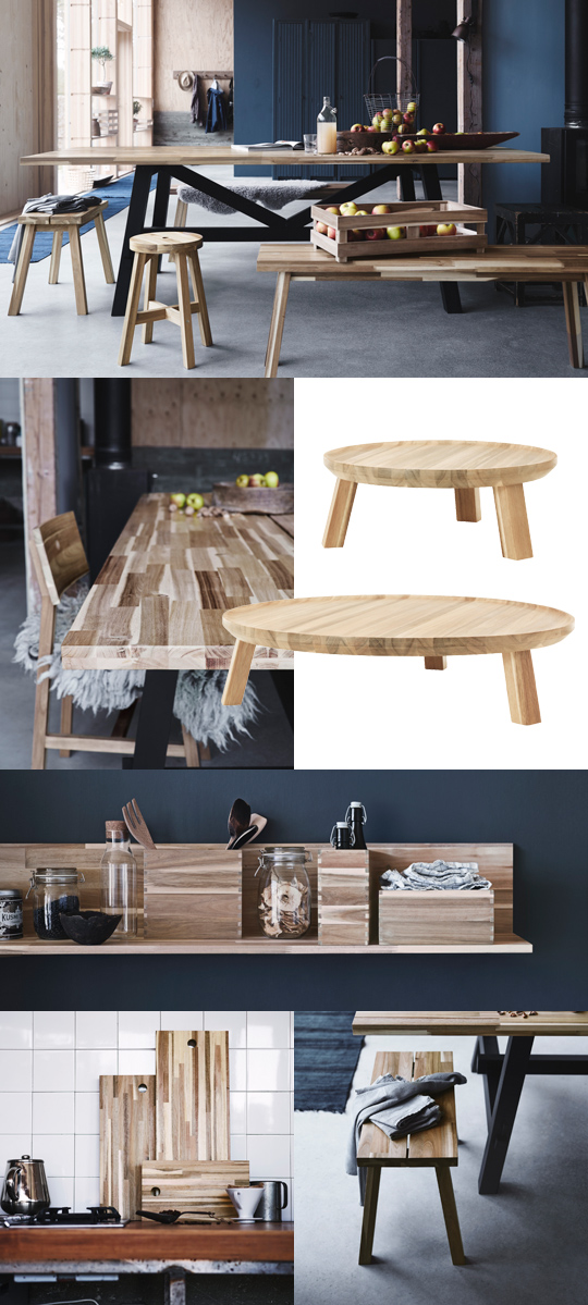 IKEAs höstnyhet 2015 - Skogsta bord, bänk, stol, skärbräda, hylla, serveringsfat | www.var-dags-rum.se
