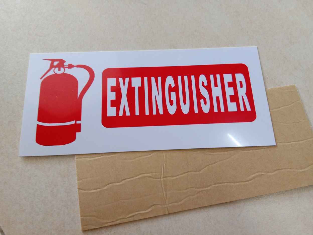 Fire extinguisher sign plate