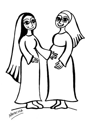 Visita de la Virgen María a su prima Isabel colorear