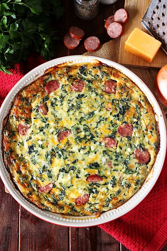 Crustless Smoked Sausage & Spinach Quiche The Kitchen is My Playground