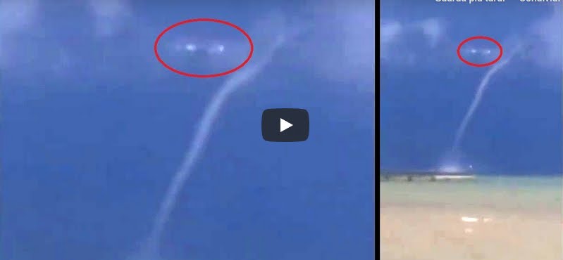 UFO "disattivando" un tornado in Italia, catturato dalla fotocamera video in spiaggia.