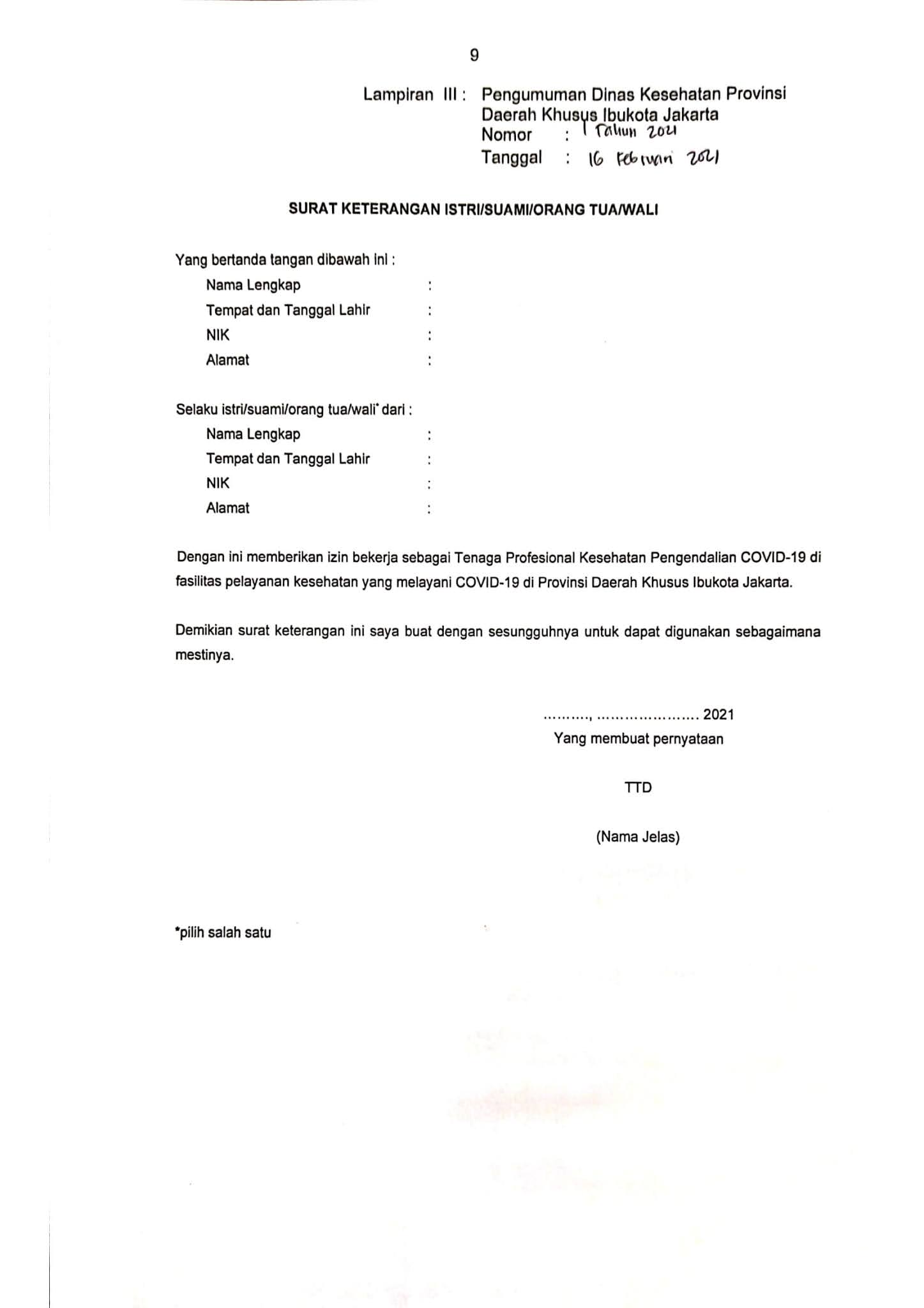 Lowongan Non PNS Dinas Kesehatan Provinsi DKI Jakarta Tingkat D3 S1