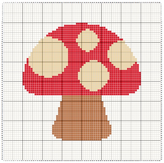 Mushroom cross stitch - free pattern