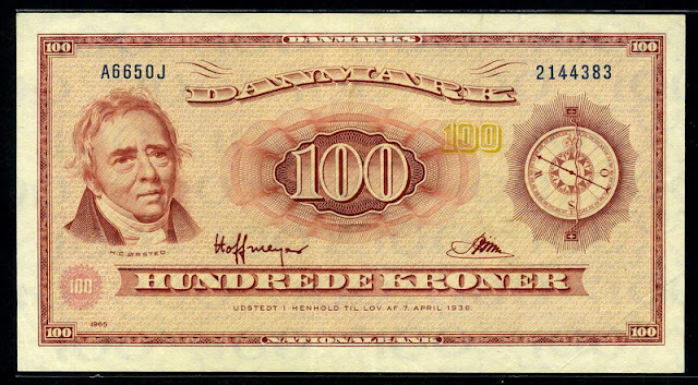 World money currency Denmark Danish 100 Kroner banknote bill