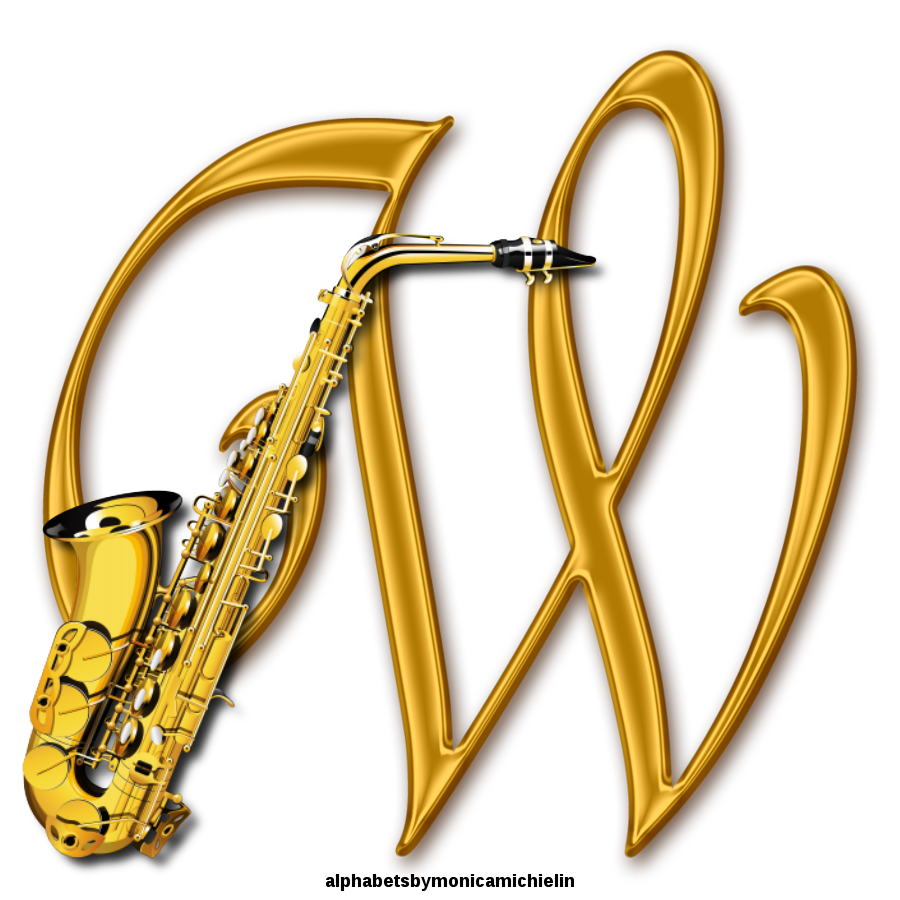 M. Michielin Alphabets GOLDEN SAXOPHONE ALPHABET PNG, ALFABETO