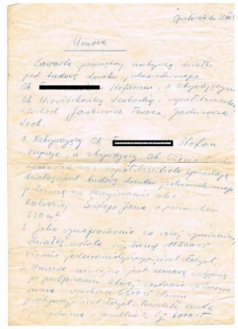 Akt sprzedaży ziemi w Opatówku przy ulicy Kaliskiej 10 Rok 1957.