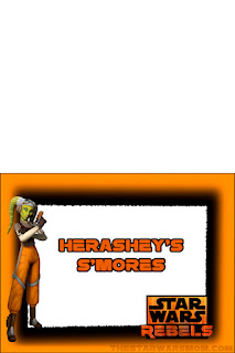 Star Wars Rebels Hera Syndulla Herashey's S'mores Party Food Label Tent Card