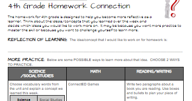 homework connection icgs