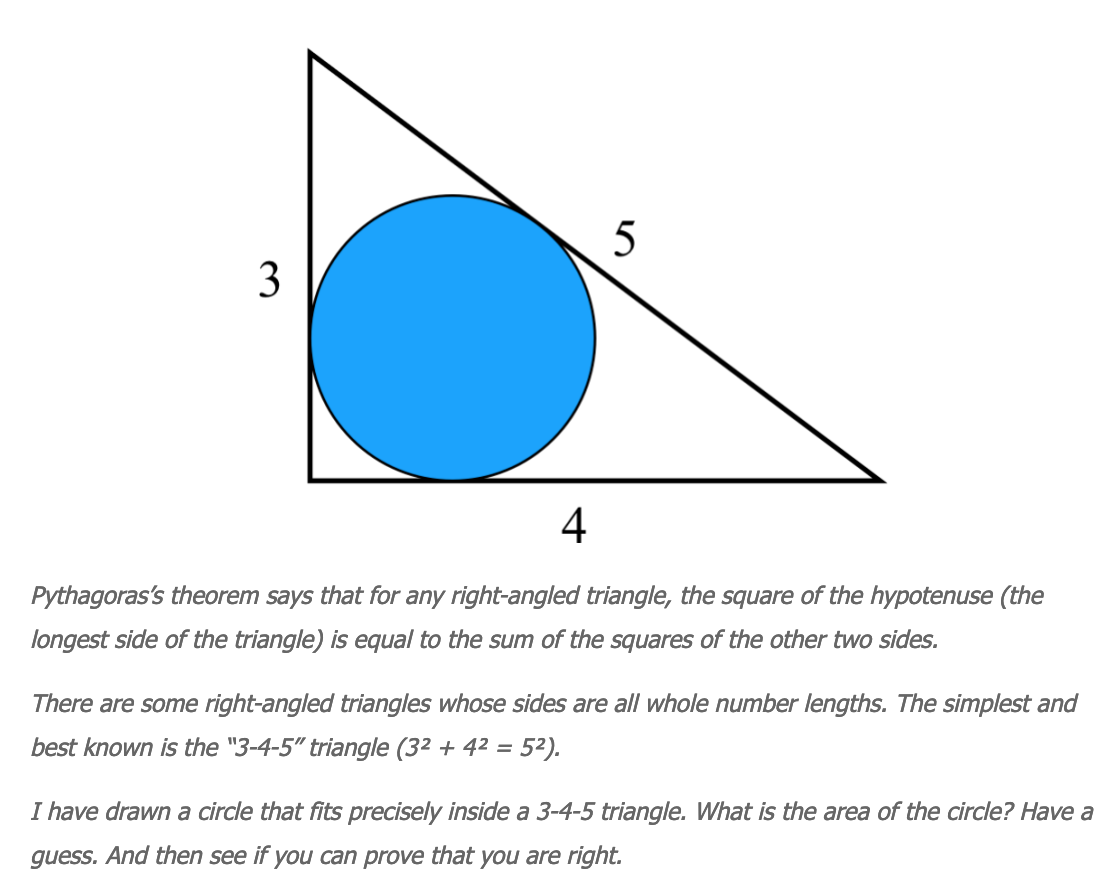 Puzzles and Figures Circle in the triangle