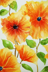 orange flowers watercolor flower paintings painting step leaves tutorial bright stems trees watercolour cheerful very sign