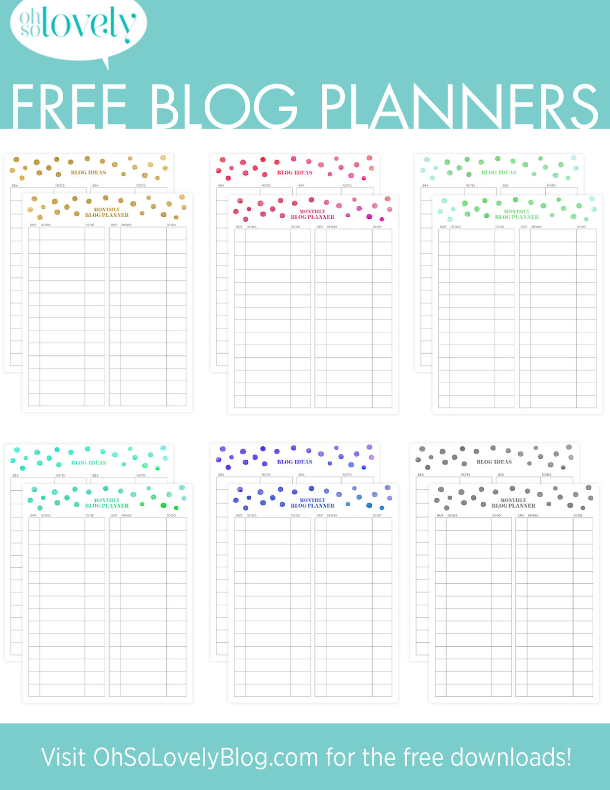 FREEBIES // BLOG PLANNER SET – Oh So Lovely Blog