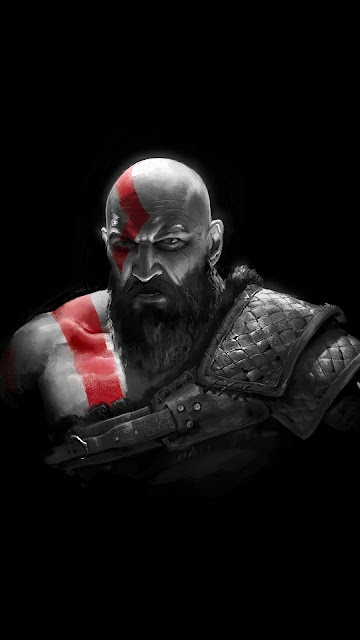 Iphone and dark Kratos table wallpaper