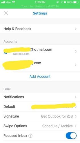 multiple accounts in Outlook app for Android