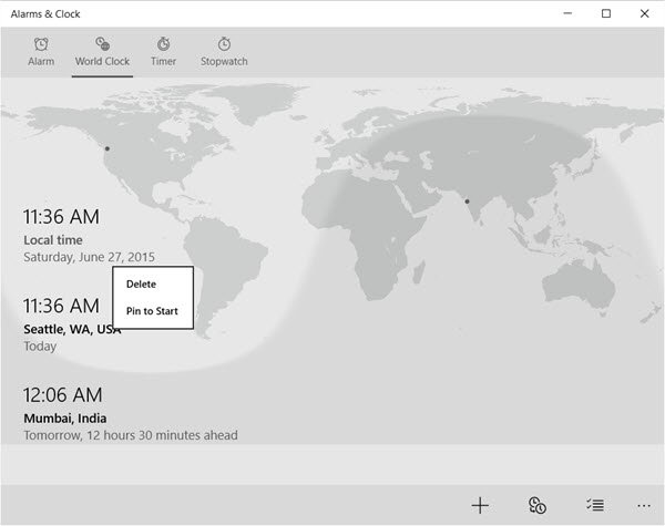 Application Alarmes et horloges Windows 10