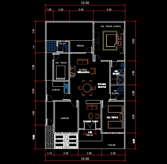  Contoh  Gambar  Denah Rumah Autocad  Ilmu Teknik Sipil 