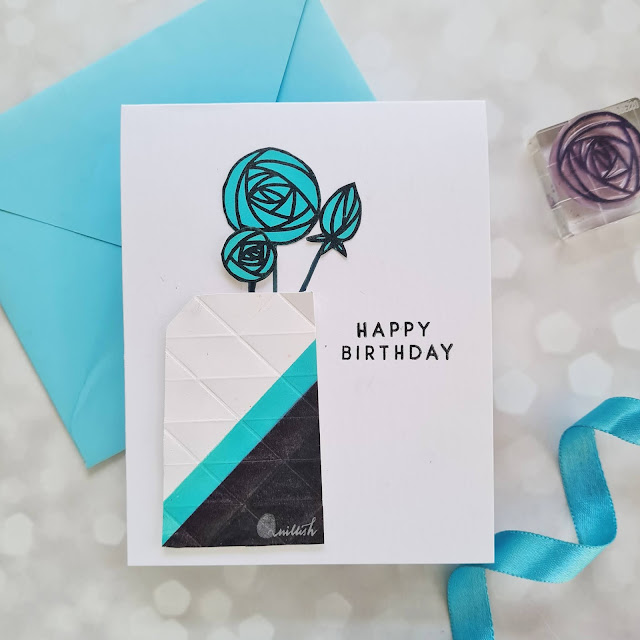 Modern color blocking, color blocking with markers, Acrylic block stamping, color solid stamping, Color blocking techniques, Color blocking, Altenew Rennie roses stamp set, quillish