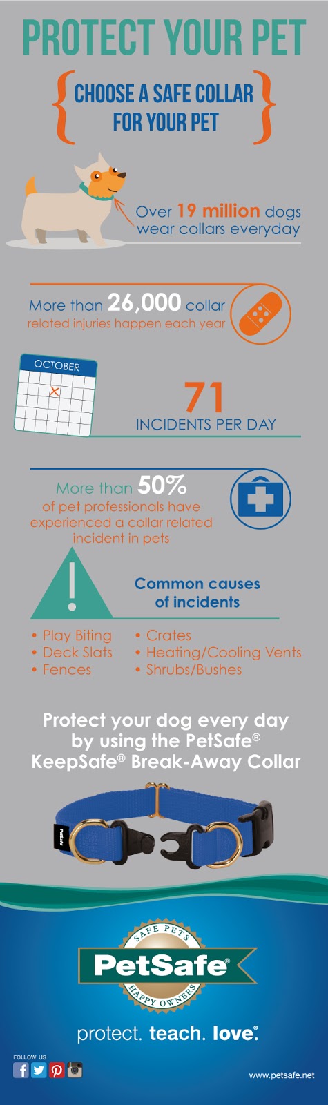 PetSafe KeepSafe Break-away Collar Safety Awareness Protect your pet from collar strangulation infographic