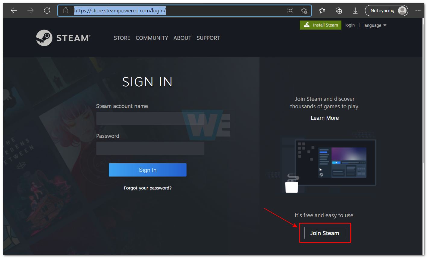 Halaman login steam