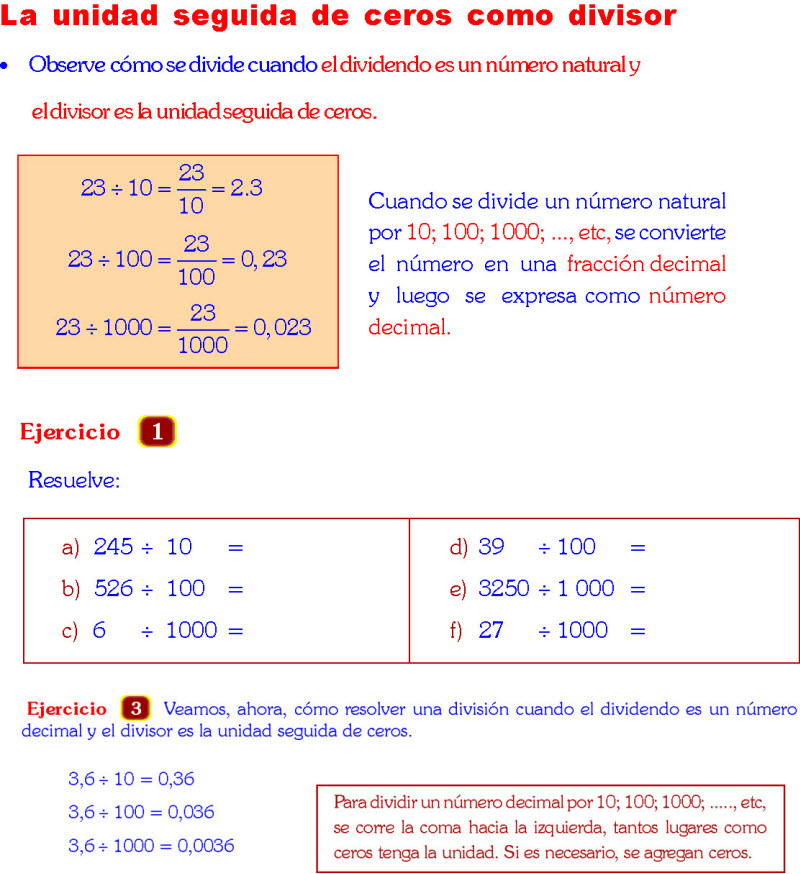 Division Con NÚmeros Decimales Ejemplos Resueltos De Matematica 6sexto