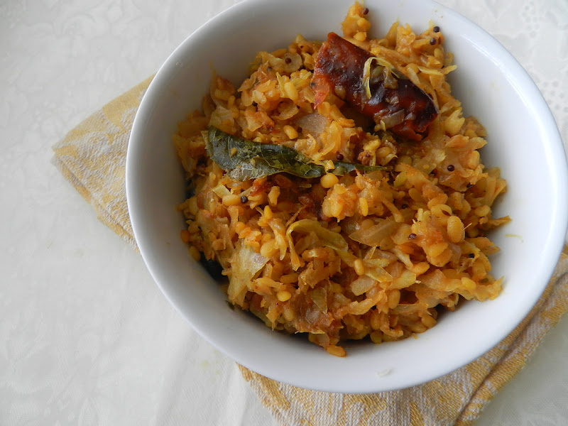 Raajis kitchen Cabbage pesarapappu koora