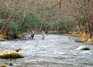 Fishermen at the Smokemont Campground at the Great Smoky Mountains National Park