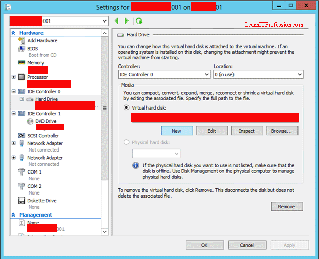 Add, Convert and Expand Virtual Hard Disk in Hyperv on Windows Server