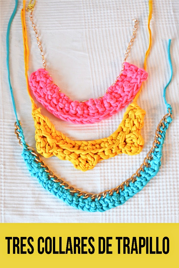 y Menta: Hoy compartimos...tres son multitud collares de trapillo