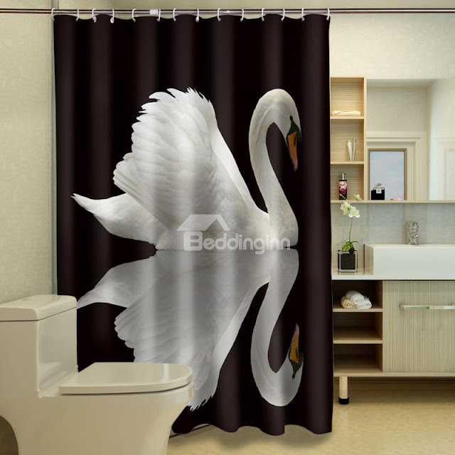 Graceful Lonely Swan Waterproof 3D Shower Curtain