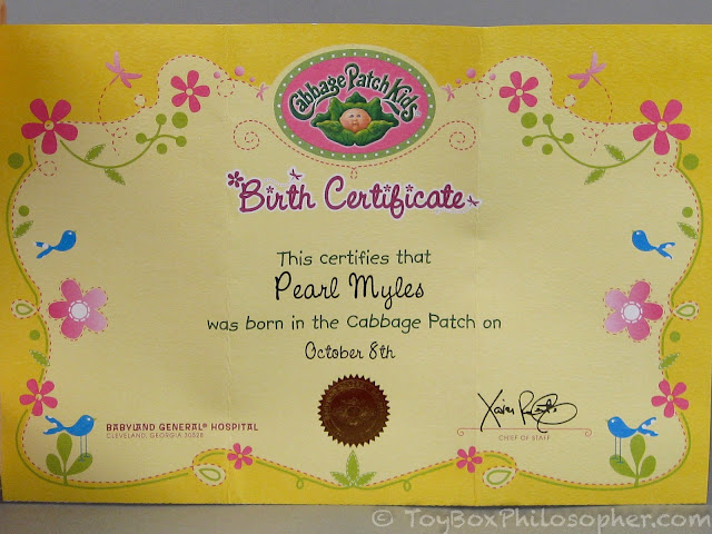 cabbage patch doll birth certificate