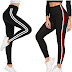 Gym wear Leggings Ankle Length Free Size Combo Workout Trousers | Stretchable Striped Jeggings | Yoga Track Pants for Girls & Women (Pack of 2-Free Size 28-34 Inch)