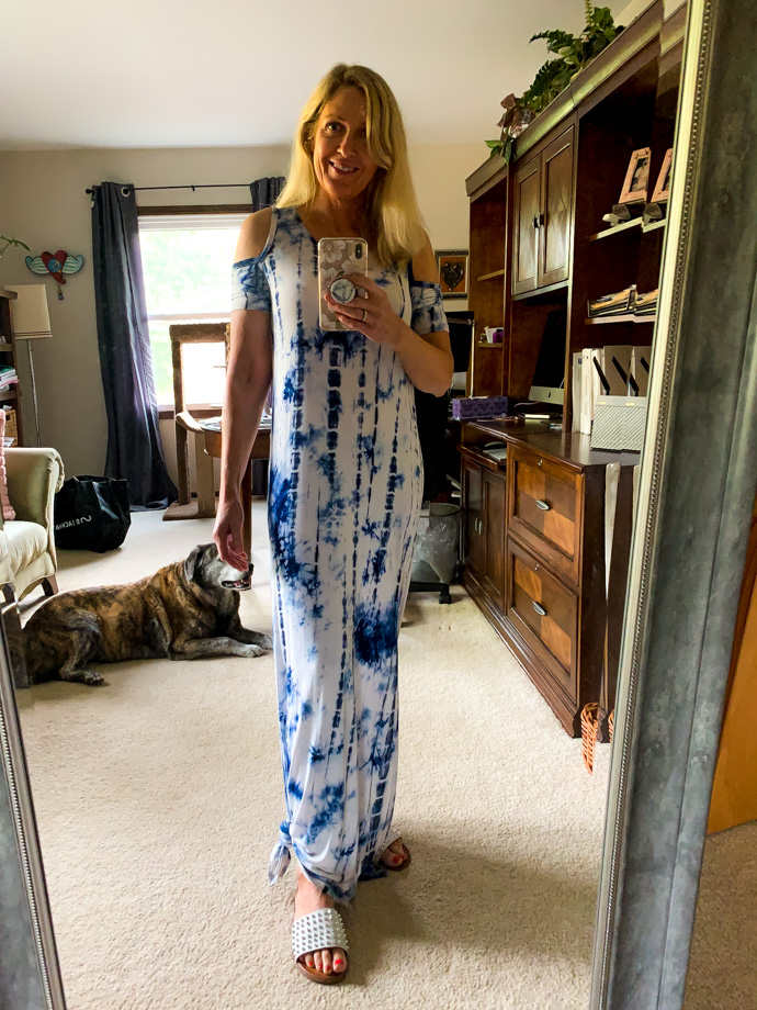 blue tie-dye maxi dress