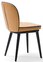 Orange side chair with wooden base for living room