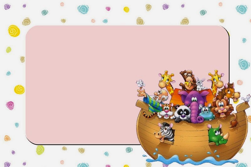 Arca de Noé para Niñas: Invitaciones para Imprimir Gratis. Arca de Noé para Niñas:invitaciones, tarjetas, marcos de fotos o etiquetas, para imprimir gratis.