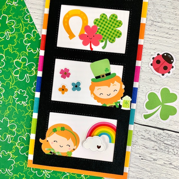 St Patrick's Day Card with leprechauns, shamrocks, & rainbow