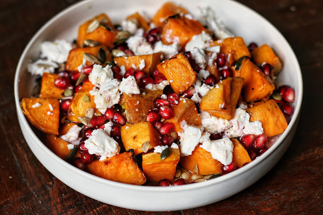 Sweet Potato, Pomegranate and Goat Cheese Salad