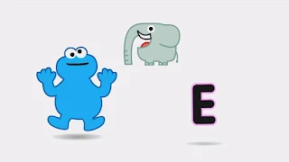 Cartoon animated Cookie Monster, E sound, elephant, Sesame Street Episode 4315 Abby Thinks Oscar is a Prince season 43