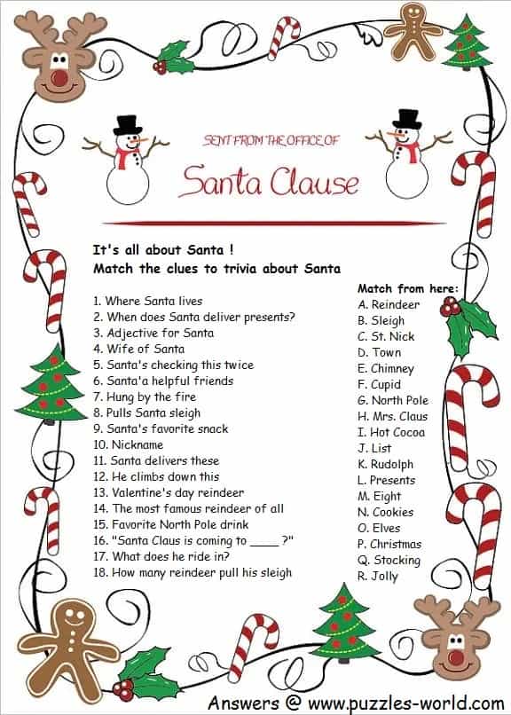 Trivia about Santa Claus Puzzles World
