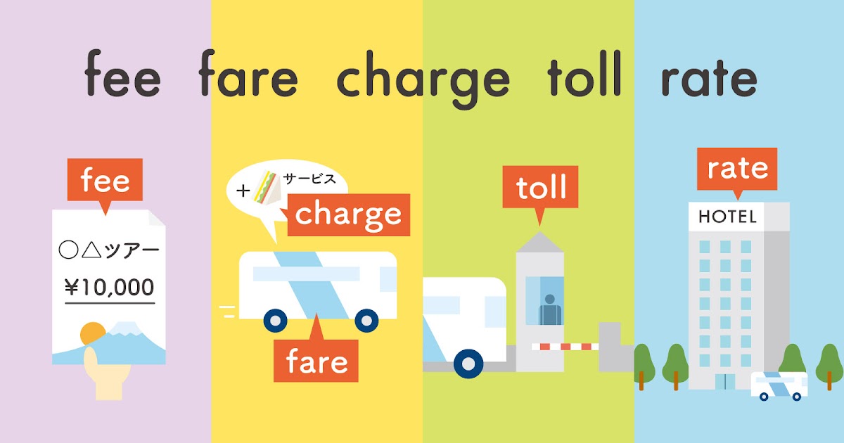 料金を表す fee, fare, charge, toll, rate の違いとは？