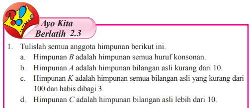 Jawaban Buku Matematika Kelas 7 Ayo Kita Berlatih 2 3 Hal 130 131 Tulislah Semua Anggota Pentium Sintesi