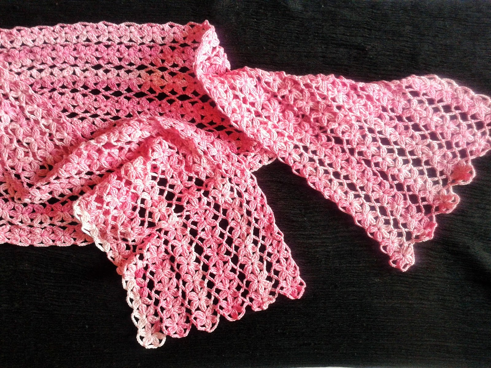 funkycrochet Finished project Lion's Foot Crochet Flower Stitch Scarf