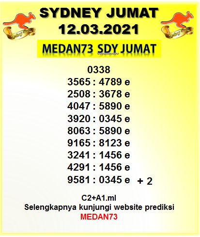 Prediksi Sydney Jumat 12 03 2021 Medan73 Jitu Prediction