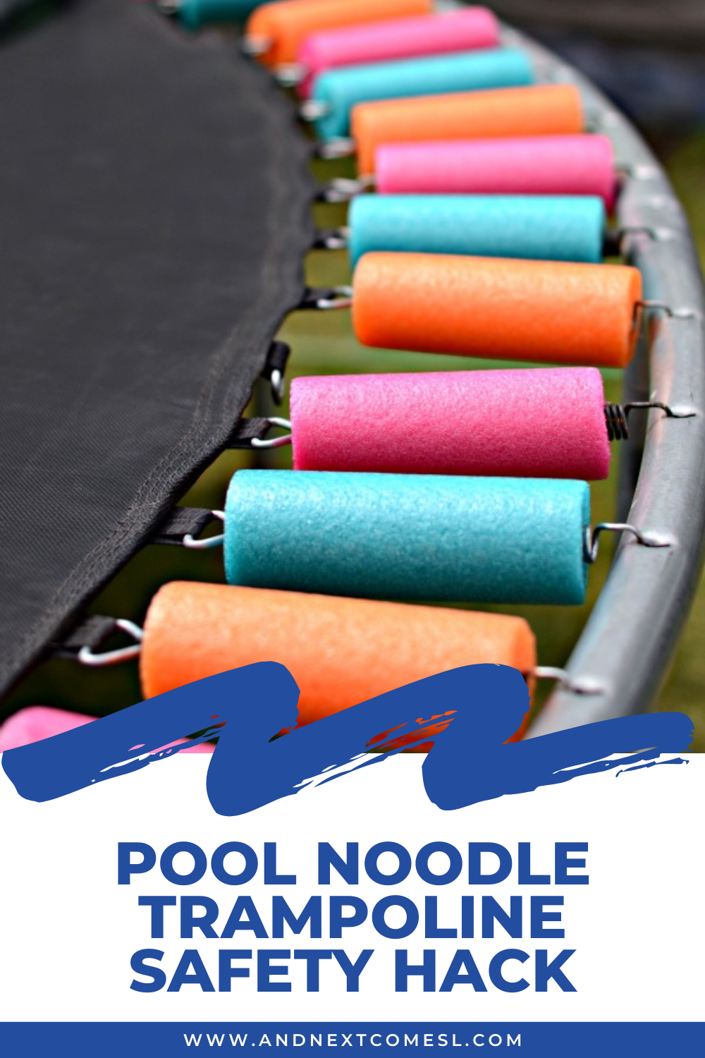 DIY Trampoline Spring cover pool noodle repair. www.DIYeasycrafts.com