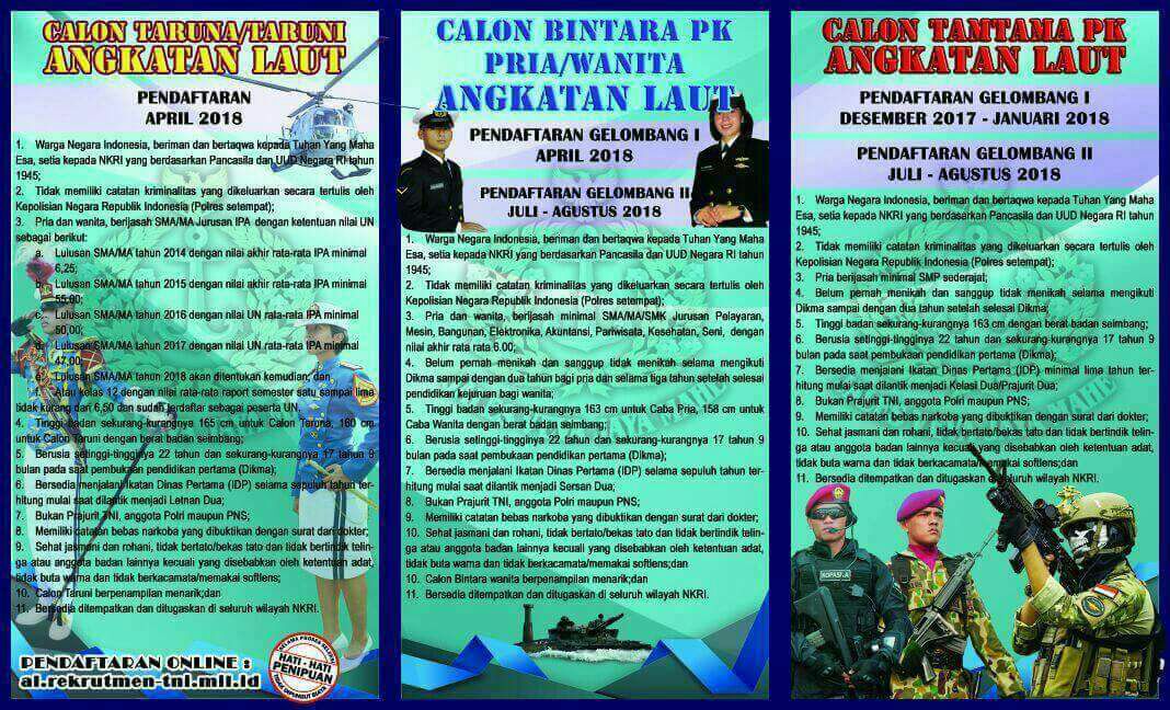 PENDAFTARAN TNI AL 2018 SAMAPTA 55