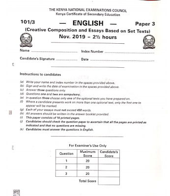 kcse set books essay questions and answers