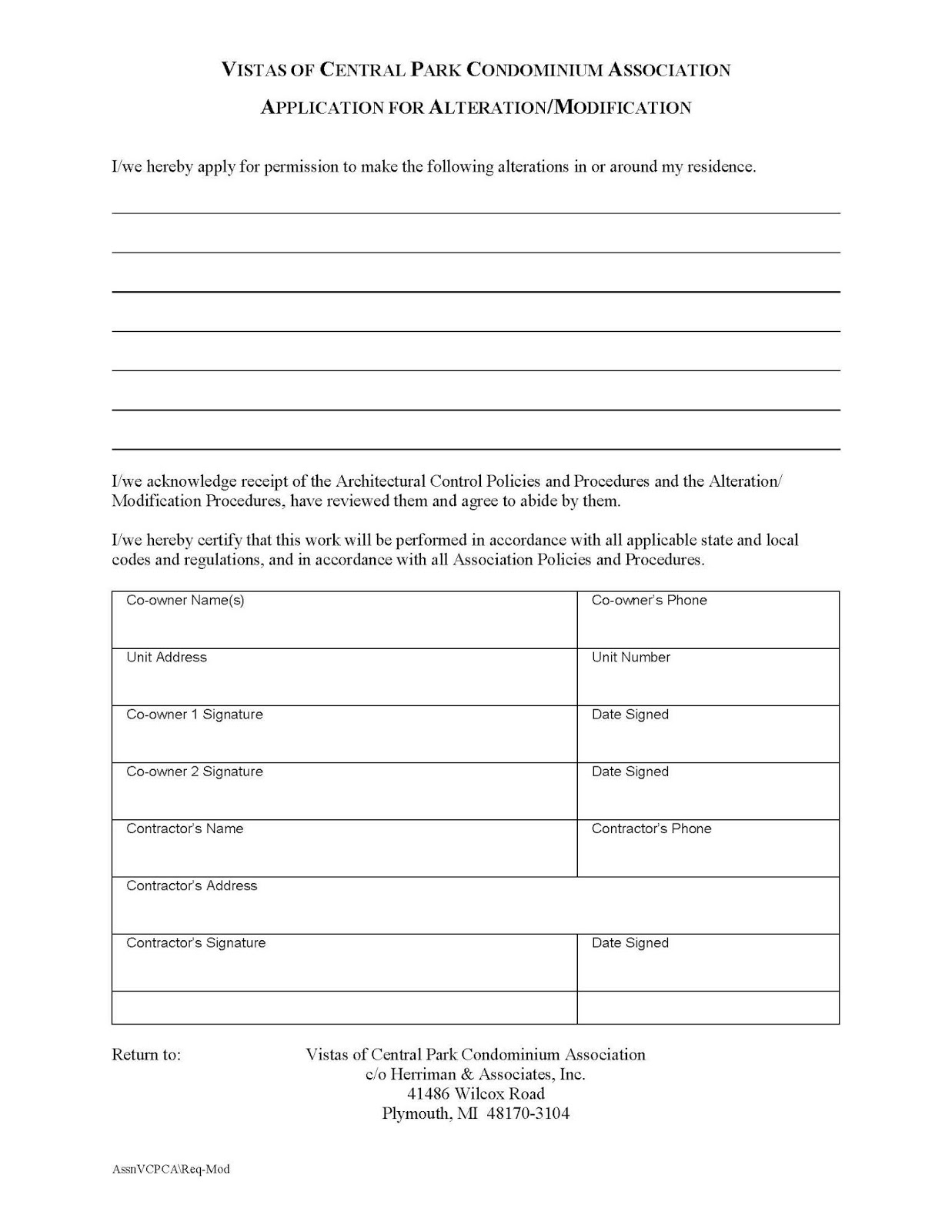 .: Modification Request Form