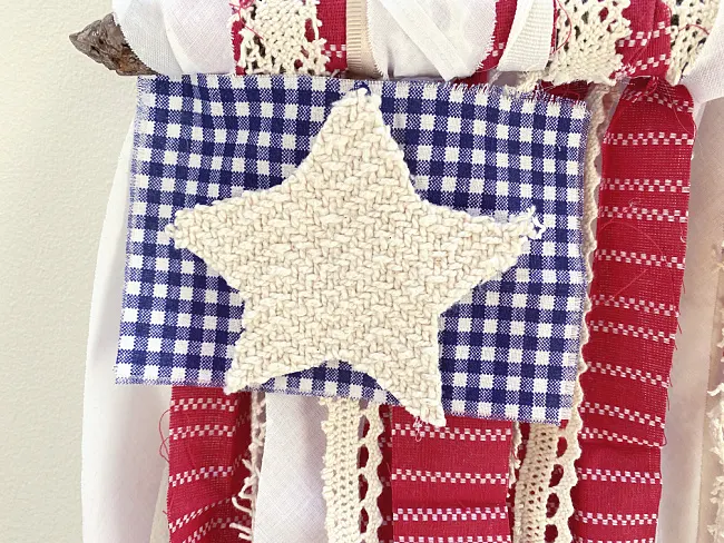 white star on blue gingham background