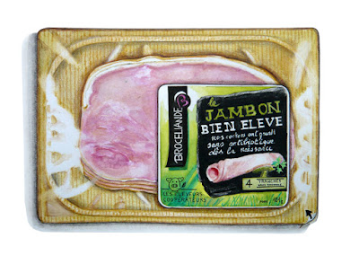 dessin de 1011 Barquette de jambon blanc L'étiquette indique " Jambon bien élévé"