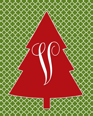 Free Monogram Christmas Tree Printable | i should be mopping the floor