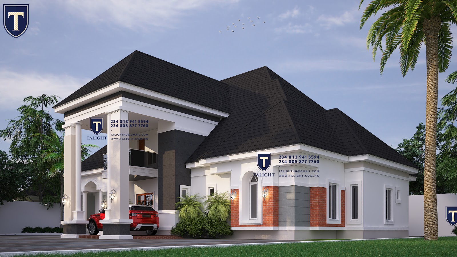Architectural design of a five bedroom bungalow in Nigeria