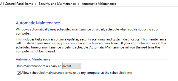 Deshabilitar el mantenimiento automático de Windows 10